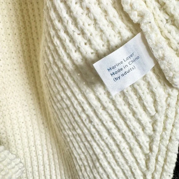 Marine Layer Delaney Pullover Waffle Knit Sweater in Off White Sz Medium - Picture 6 of 6